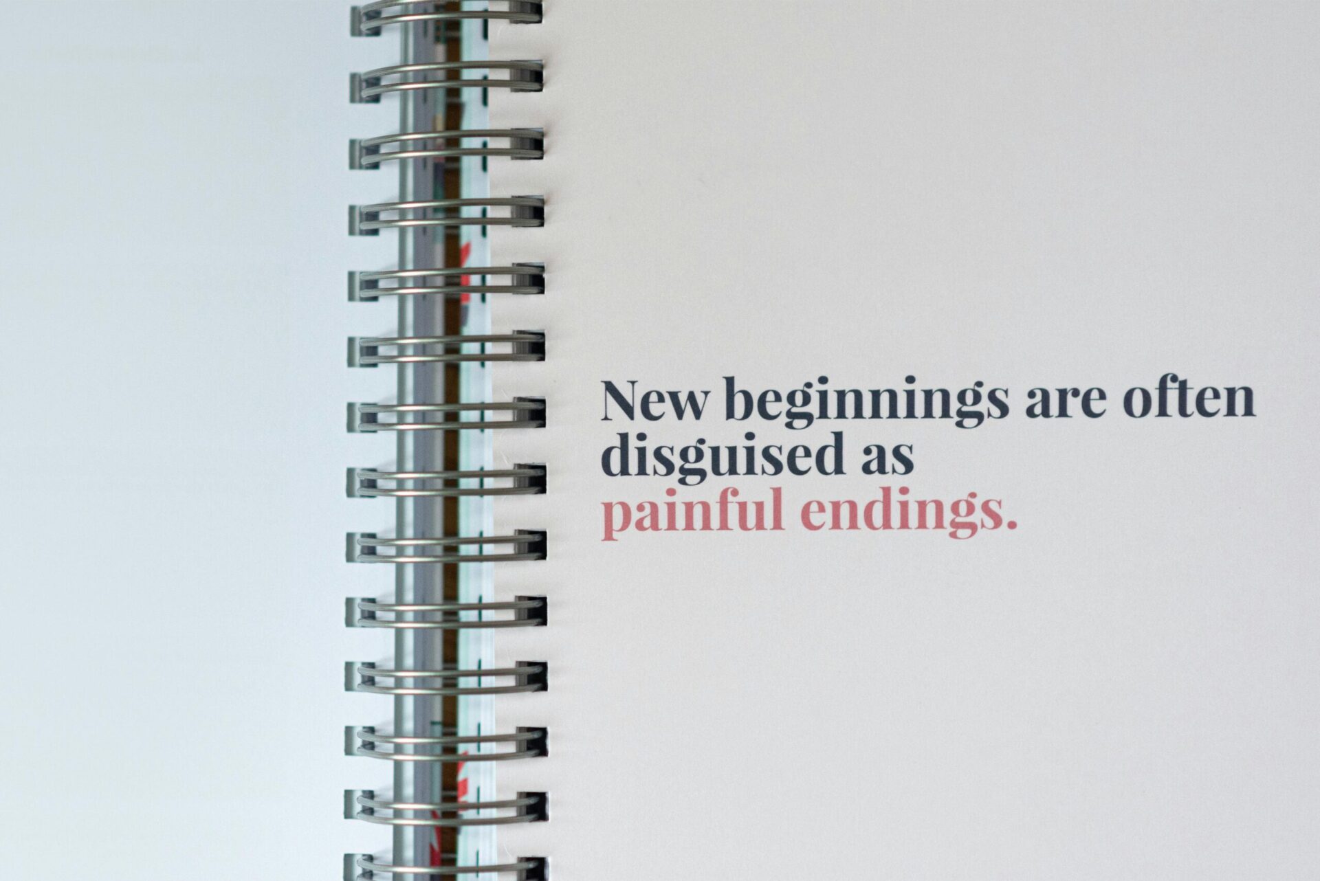 Notebook with new beginnings message